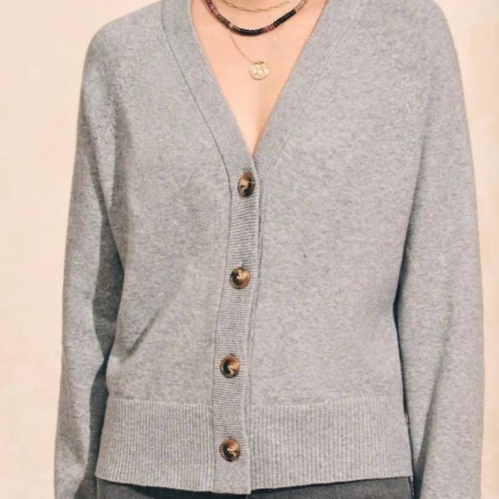 Faherty Jackson V neck cardigan in heather gray